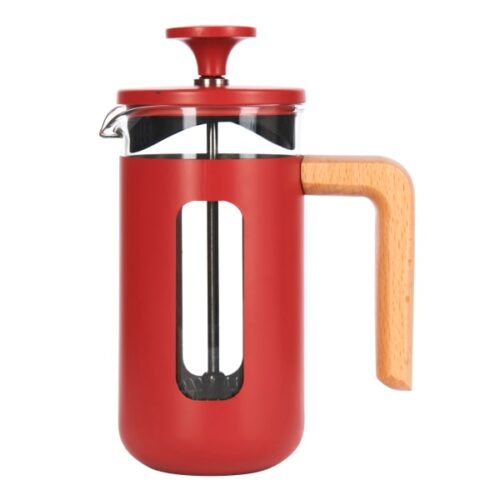 La Cafetiere Pisa 3-Cup Cafetiere with Birch Wood Handle, 350ml, Red