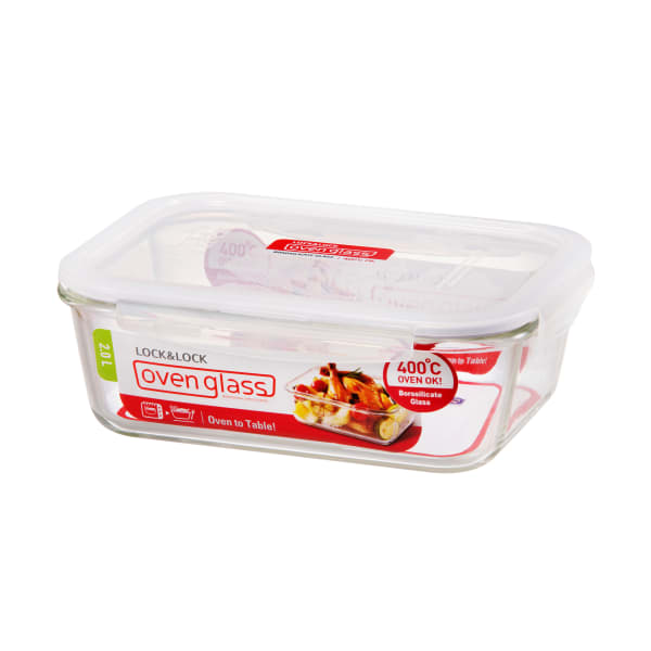 LocknLock Euro Rectangular Glass Container, 2lt LocknLock Euro Rectangular Glass Container, 2lt