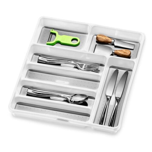 Madesmart Classic Antimicrobial 7 Compartment Silverware Tray, White