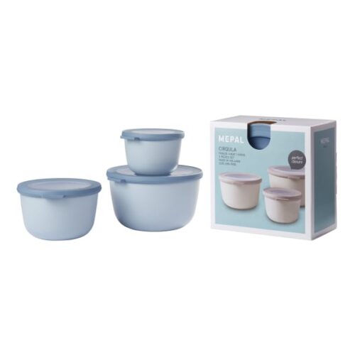 Mepal Cirqula Deep Bowl Set, 3-Piece, Nordic Blue