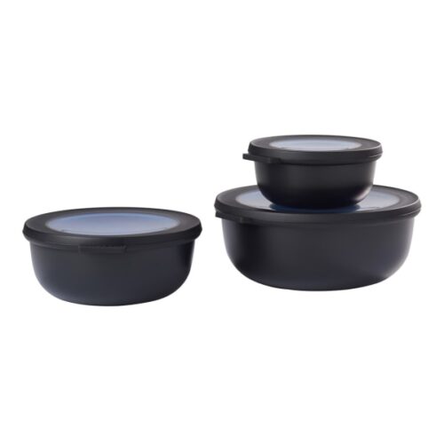 Mepal Cirqula Shallow Bowl Set, 3-Piece, Nordic Black