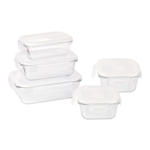 Pebbly Glass Food Containers, Set of 5