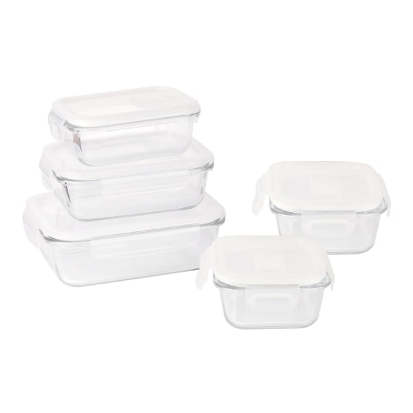 Pebbly Glass Food Containers, Set of 5 Pebbly Glass Food Containers, Set of 5