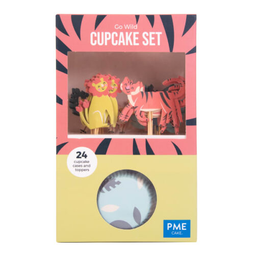 PME Go Wild Safari Animals Cupcake Cases and Toppers, Set of 24