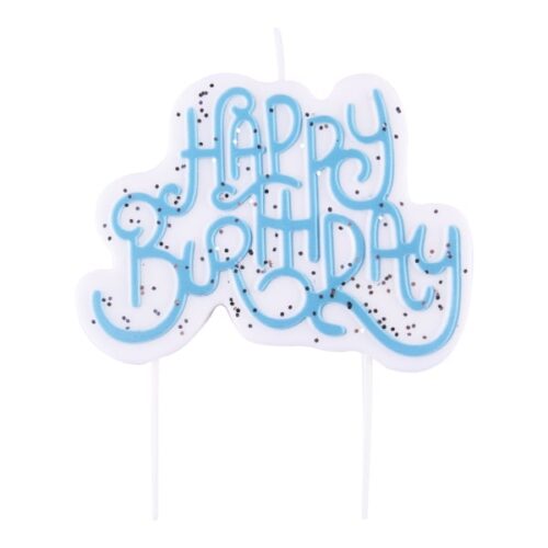 PME Happy Birthday Sparkly Candle, Light Blue