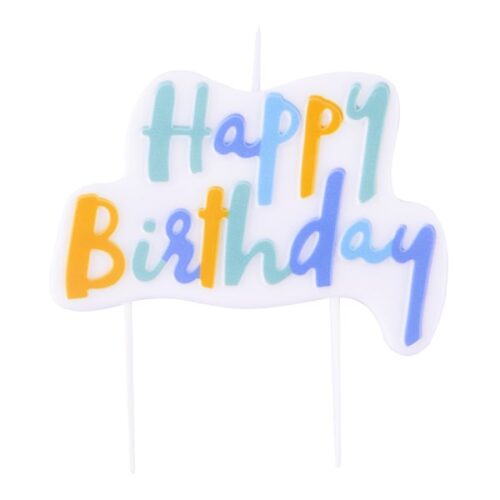 PME Multicolour Happy Birthday Candle, Light Blue