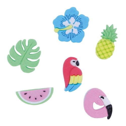 PME Themed Edible Cupcake Toppers, Set of 6, Tropical
