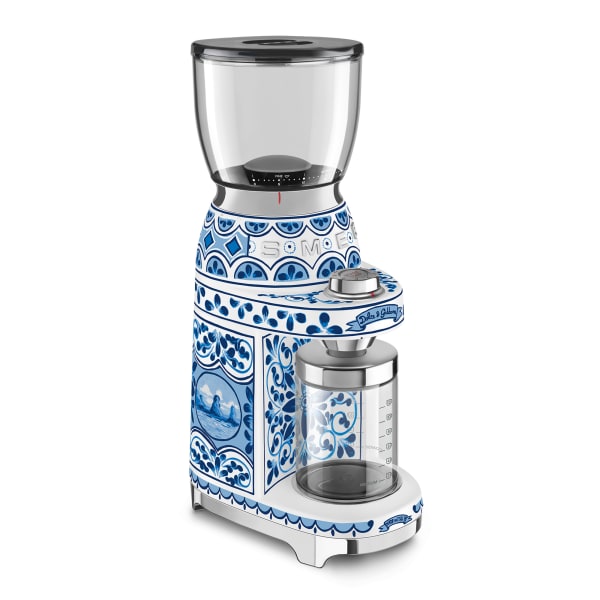 Smeg Blu Mediterraneo Dolce & Gabbana Burr Coffee Grinder Smeg Blu Mediterraneo Dolce & Gabbana Burr Coffee Grinder