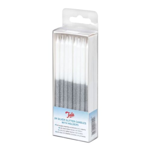 Tala Glitter Birthday Candles, Set of 24, Silver