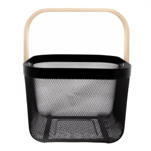 Trendz Of Today Storage Basket With Wooden Handle, Black