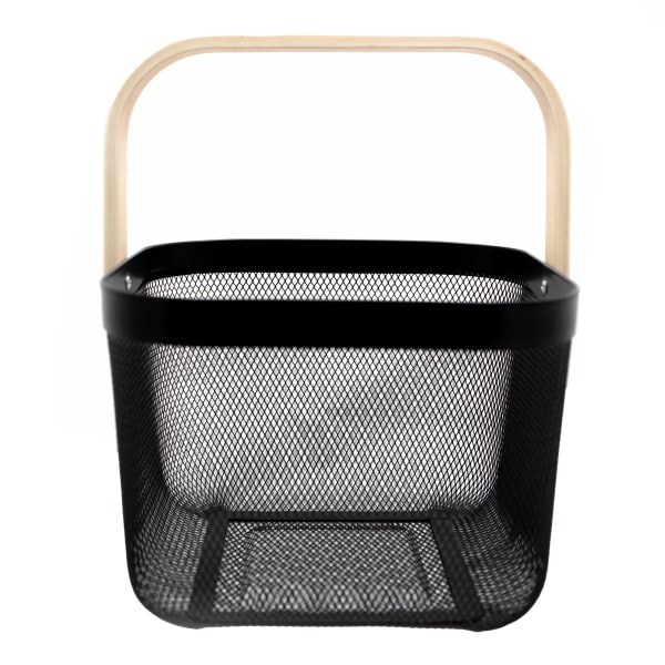 Trendz Of Today Storage Basket With Wooden Handle, Black Trendz Of Today Storage Basket With Wooden Handle, Black