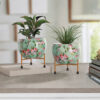 Aglo Bloom Handcrafted Planter With Stand - Four Piece Set Aglo Bloom Handcrafted Planter With Stand - Four Piece Set