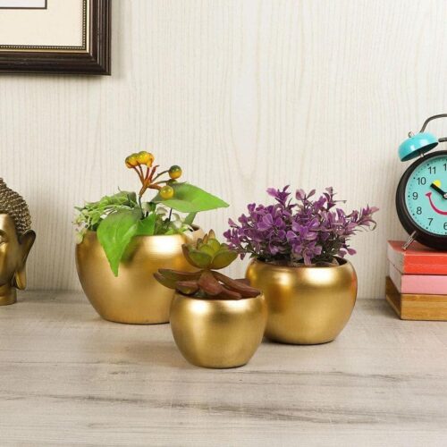 Applo Pine Planter (Gold) - Set Of Three