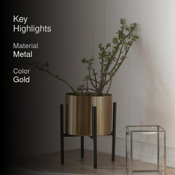 Ashiya Planter With Stand - Gold Ashiya Planter With Stand - Gold