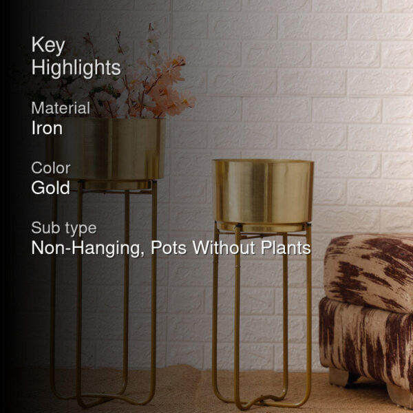 Blacia Oasis Planter (Gold) - Set Of Two