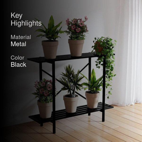 Black Bloom Metal Planter Stand