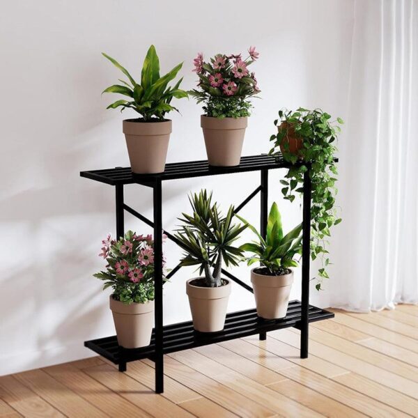 Black Bloom Metal Planter Stand
