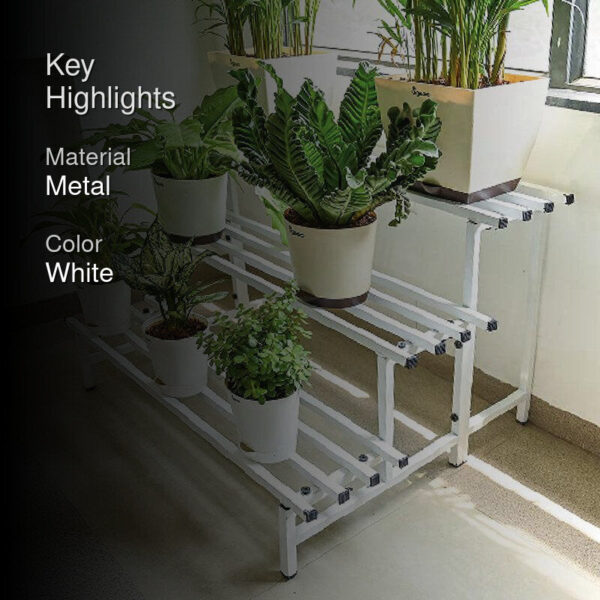 Botanika Elevate Three Tier Metal Plant Stand - White