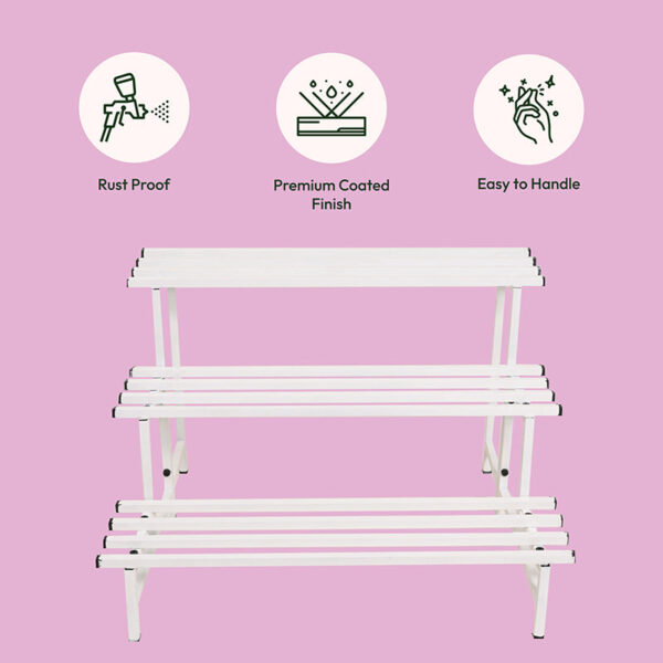 Botanika Elevate Three Tier Metal Plant Stand - White