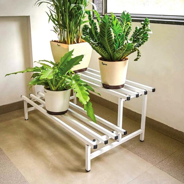 Botanika Elevate Two Tier Metal Plant Stand - White