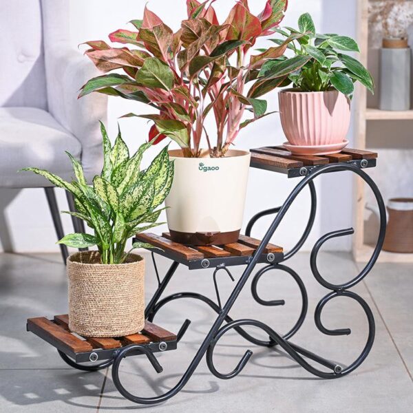 Bramble Perch Three Tier Metal Plant Stand - Black