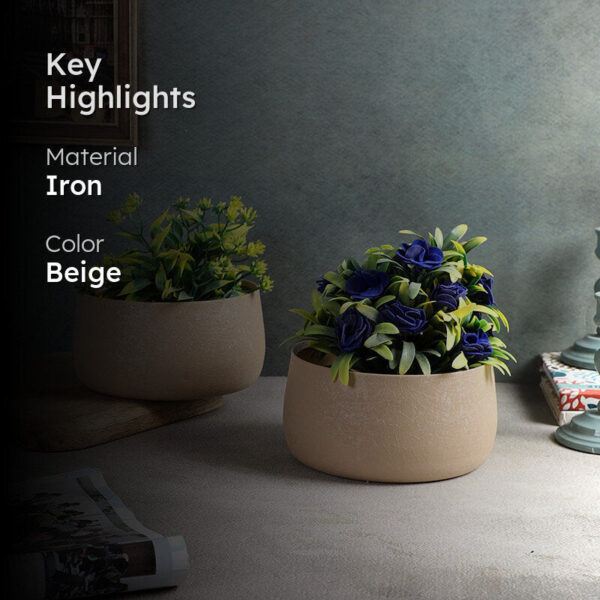 Chlo Iron Planter (Beige) - Set Of Two