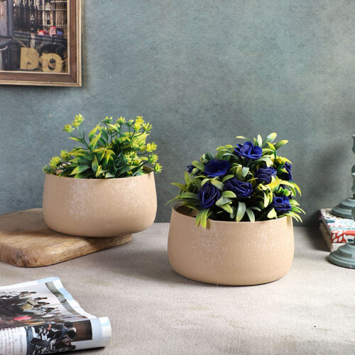 Chlo Iron Planter (Beige) - Set Of Two Chlo Iron Planter (Beige) - Set Of Two