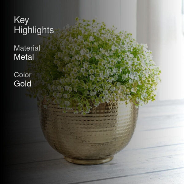 Finasa Metal Hammered Planter - Gold