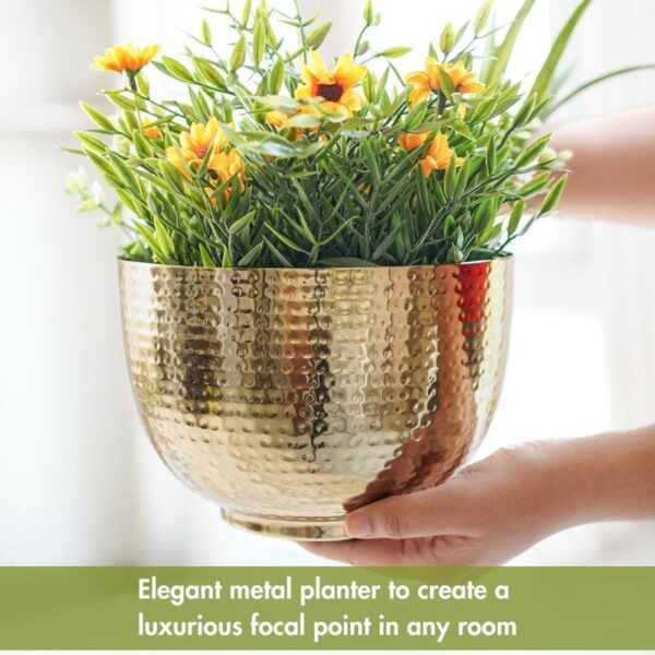 Finasa Metal Hammered Planter - Gold