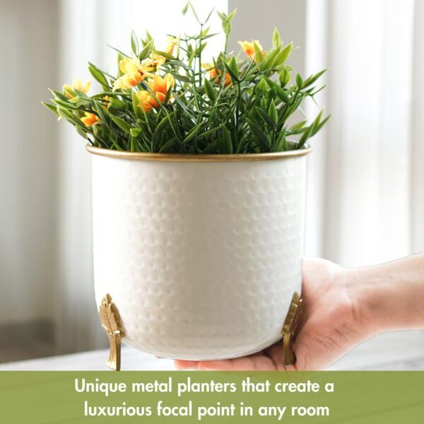 Hallo Metal Hammered Planter - Set Of Two Hallo Metal Hammered Planter - Set Of Two