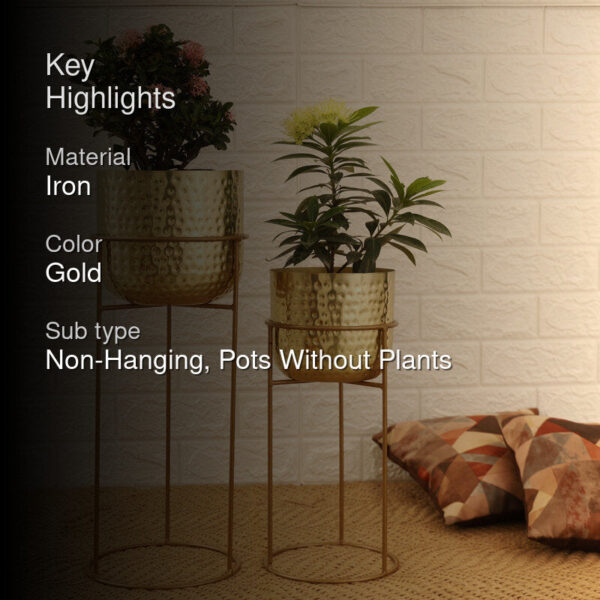 Milara Allure Hammered Planter (Gold) - Set Of Two