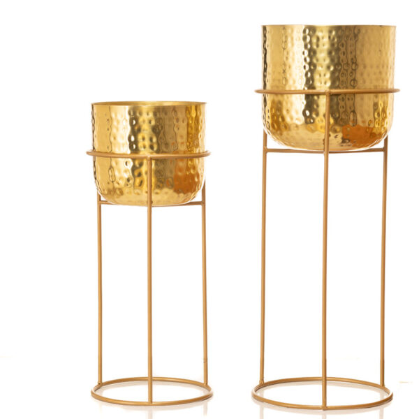 Milara Allure Hammered Planter (Gold) - Set Of Two