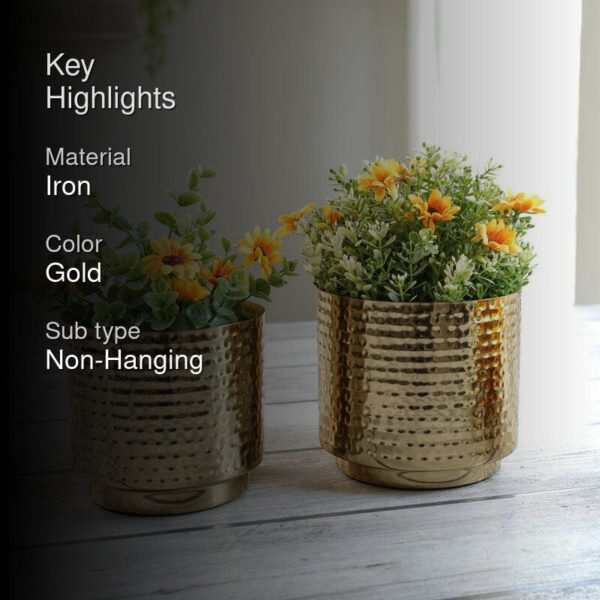 Nisya Hammered Planter - Set Of Two Nisya Hammered Planter - Set Of Two