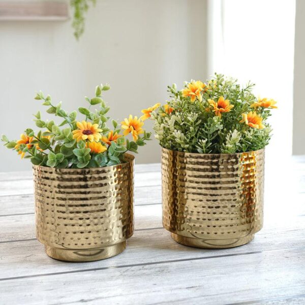 Nisya Hammered Planter - Set Of Two Nisya Hammered Planter - Set Of Two
