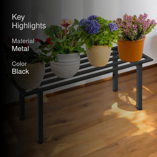 Obsidian Leaf Metal Planter Stand