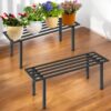 Obsidian Leaf Metal Planter Stand - Set Of Two