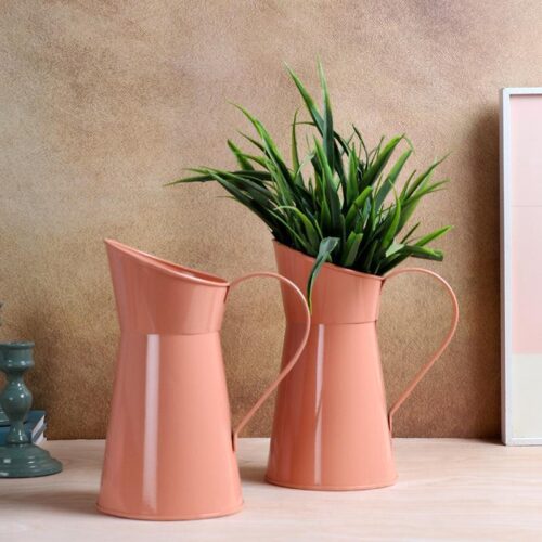 Pitcher Perfect Iron Planter (Peach) - Set Of Two