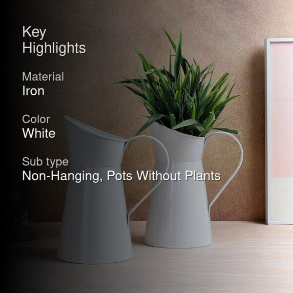 Pitcher Perfect Iron Planter (White) - Set Of Two