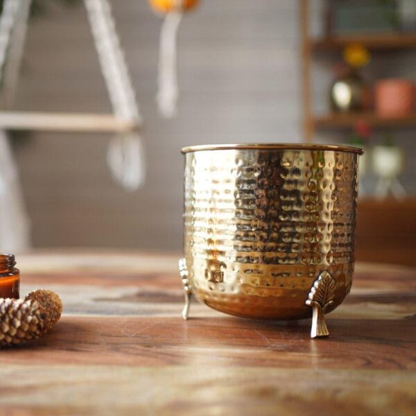 Shaera Metal Planter - Gold