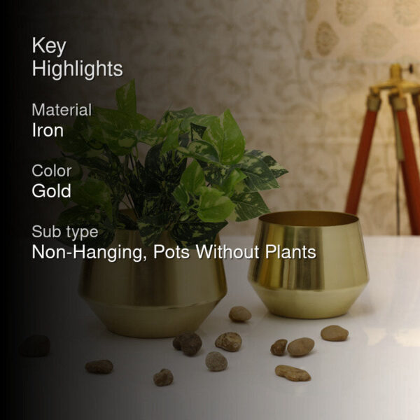 Simone Oak Planter (Gold) - Set Of Two Simone Oak Planter (Gold) - Set Of Two