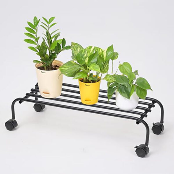 The Willow Loft Metal Plant Stand With Wheels - Set Of Two