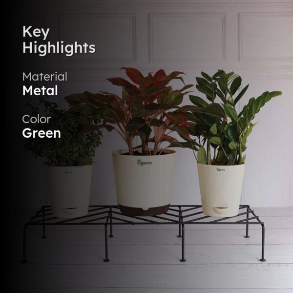 UGAOO Rectangular Flower Pot Stand (Black)- Set Of Four