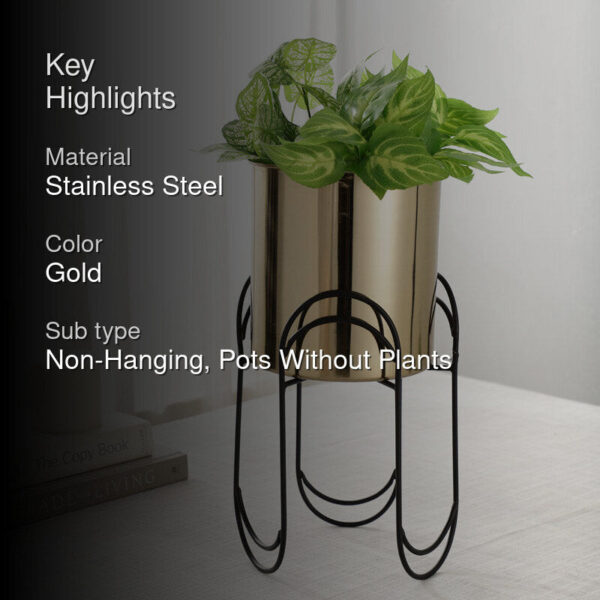 Vyra Stainless Steel Planter - Gold & Black