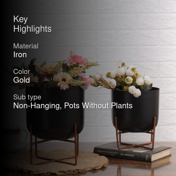 Zeren Olive Hammered Planter (Black) - Set Of Two