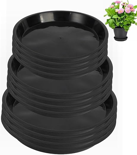 12 Pack Plant Saucer 8 10 12 Inch Plastic Plant Tray, Sturdy and Durable Flower Pot Container Accessories Plant Pot Saucers for Indoor and Outdoor...