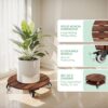 2pack Wood Plant Caddy With Wheels Heavy Duty Red Brown, 264 Lbs Capacity, 12 Inch Acacia Hardwood Plant Roller, Plant Stand with 360° Lockable...
