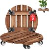 2pack Wood Plant Caddy With Wheels Heavy Duty Red Brown, 264 Lbs Capacity, 12 Inch Acacia Hardwood Plant Roller, Plant Stand with 360° Lockable...