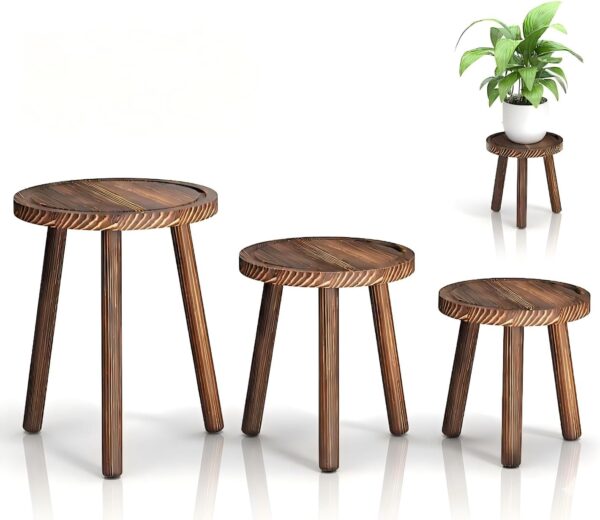 3-Pack Wood Plant Stands Indoor, Single Plant Stand for 6-12 Inch Pots, Mid-Century Modern Plant Stool, Tall Plant Stand for Large Plants Perfect... 3-Pack Wood Plant Stands Indoor, Single Plant Stand for 6-12 Inch Pots, Mid-Century Modern Plant Stool, Tall Plant Stand for Large Plants Perfect...