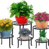 5 Pack Metal Plant Stands,Heavy Duty Potted Holder for Flower Pot,Indoor Outdoor Metal Rustproof Iron Garden Container Round Supports Rack for Planter