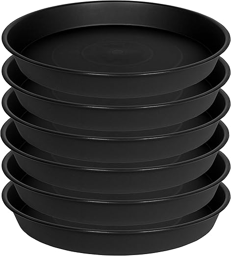 6 Pack 6 inch Plant Saucer Tray, 4 6 8 10 12 15 17 19 inch Plant Saucers, Heavy Duty Plastic Plant Saucers for Indoors, Bird Bath Bowls, Flower...